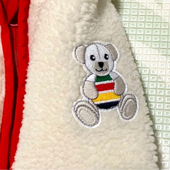 HBC Stripes 6-12 Months Faux Shearling Hooded Jacket with Foldover Cuffs - Picture 6 of 7